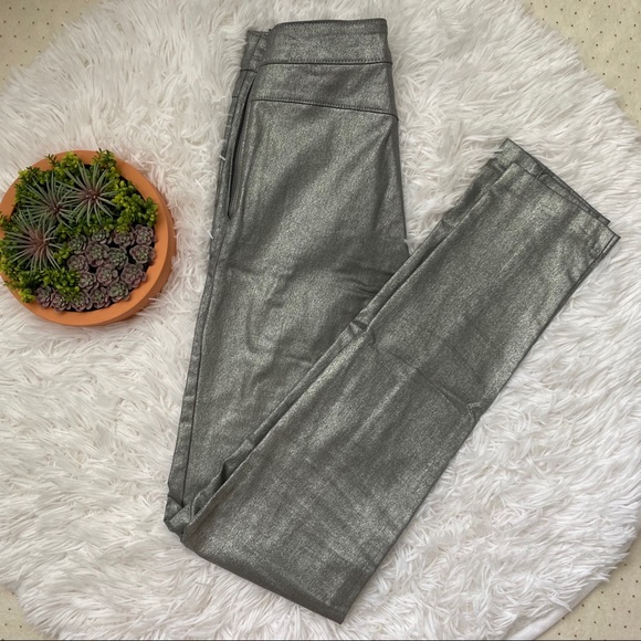 H&M Denim - H&M Silver Super Skinny High Waisted Zip-Up Jeans